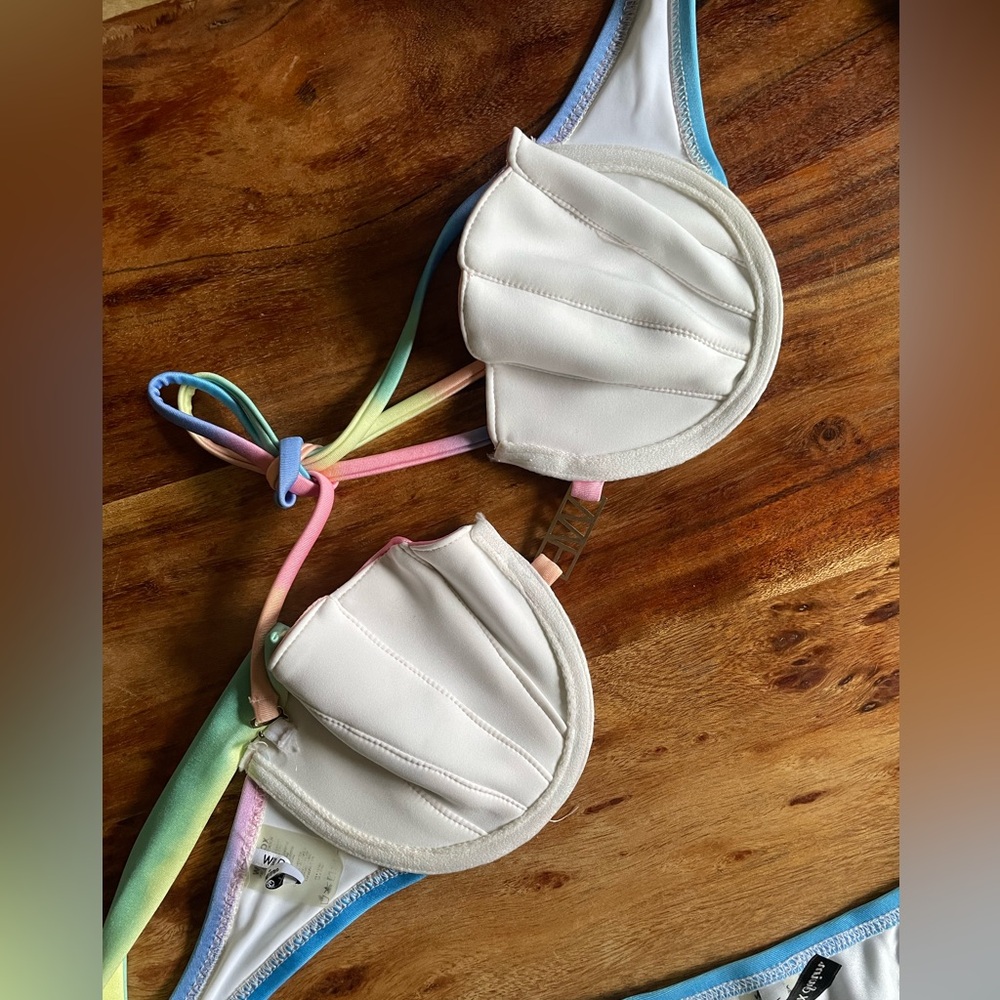 Wildfox Swim ombré rainbow seashell mermaid bikini SET - Picture 2 of 14